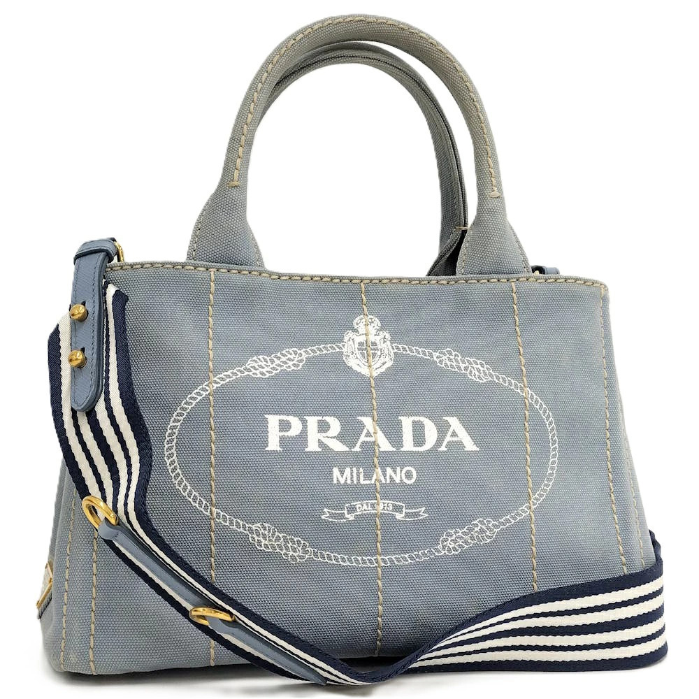 Prada Canapa Tote Bag Denim Blue